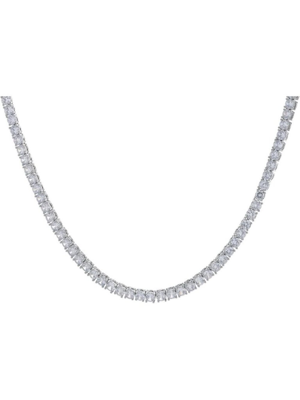 45 CTW White Cubic Zirconia Tennis Necklace - Elegant Silver-Tone Statement